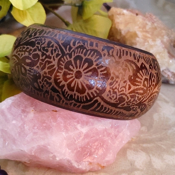 Boho Chic Wood Bead Necklace Bracelet Earrings Set - Picture 5 of 7